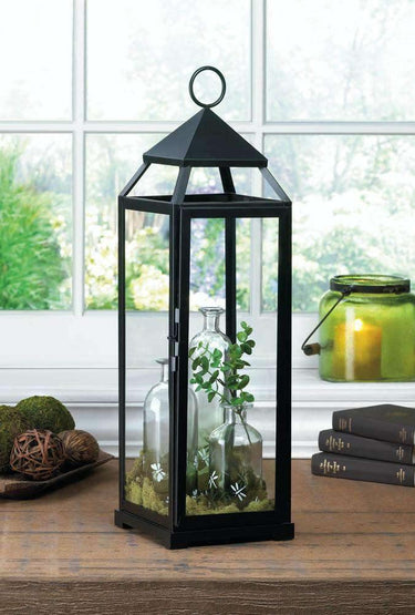 Tall Black Contemporary Lantern - The Fox Decor